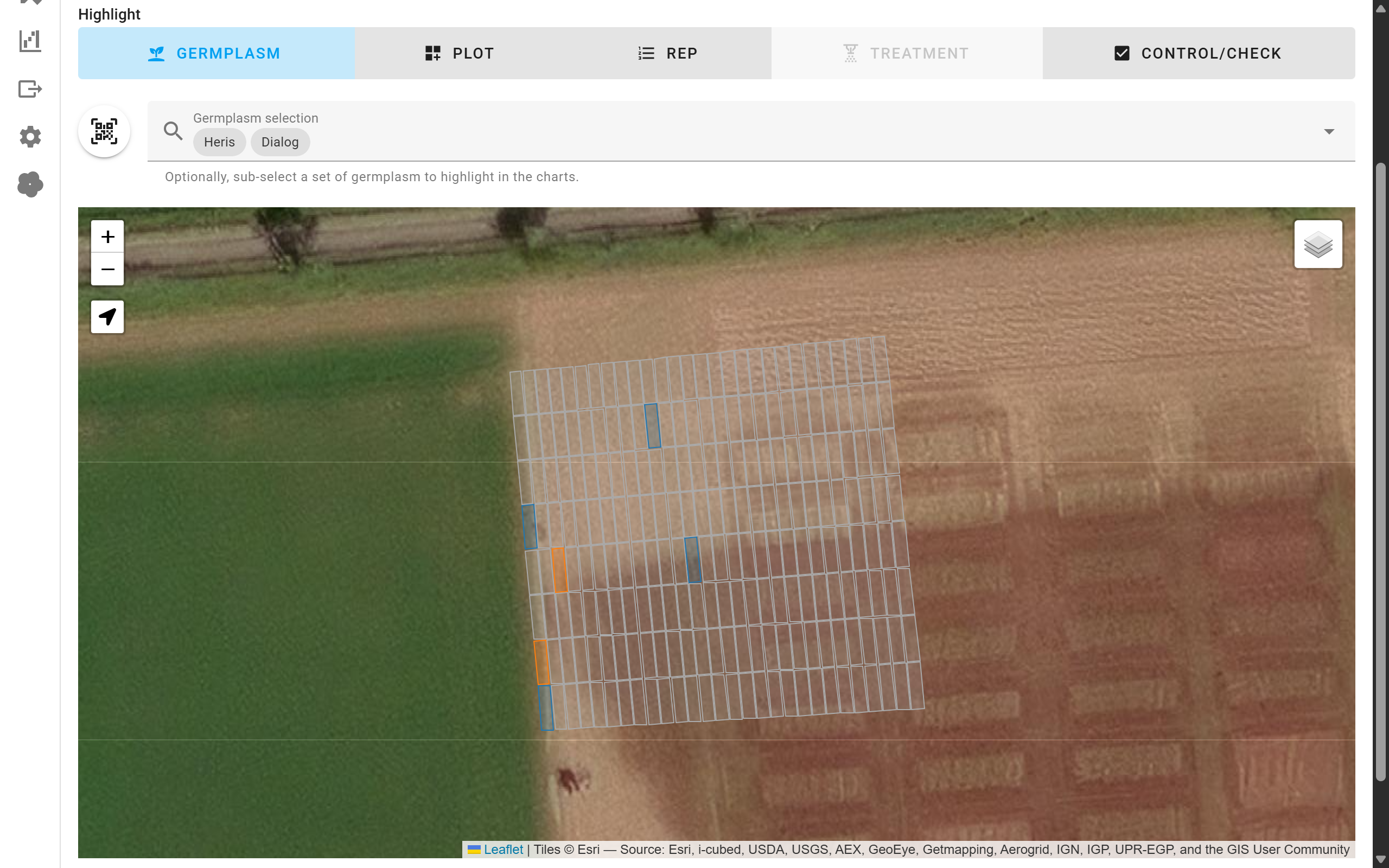 Map data visualization - germplasm highlight