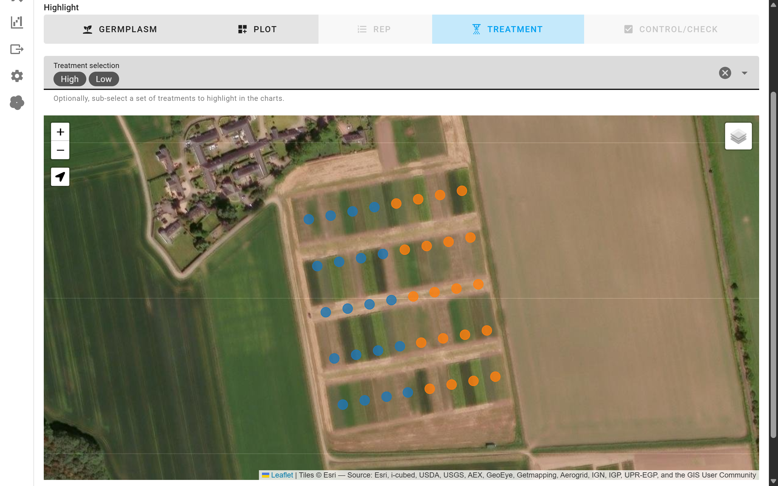 Map data visualization - treatment highlight no corners