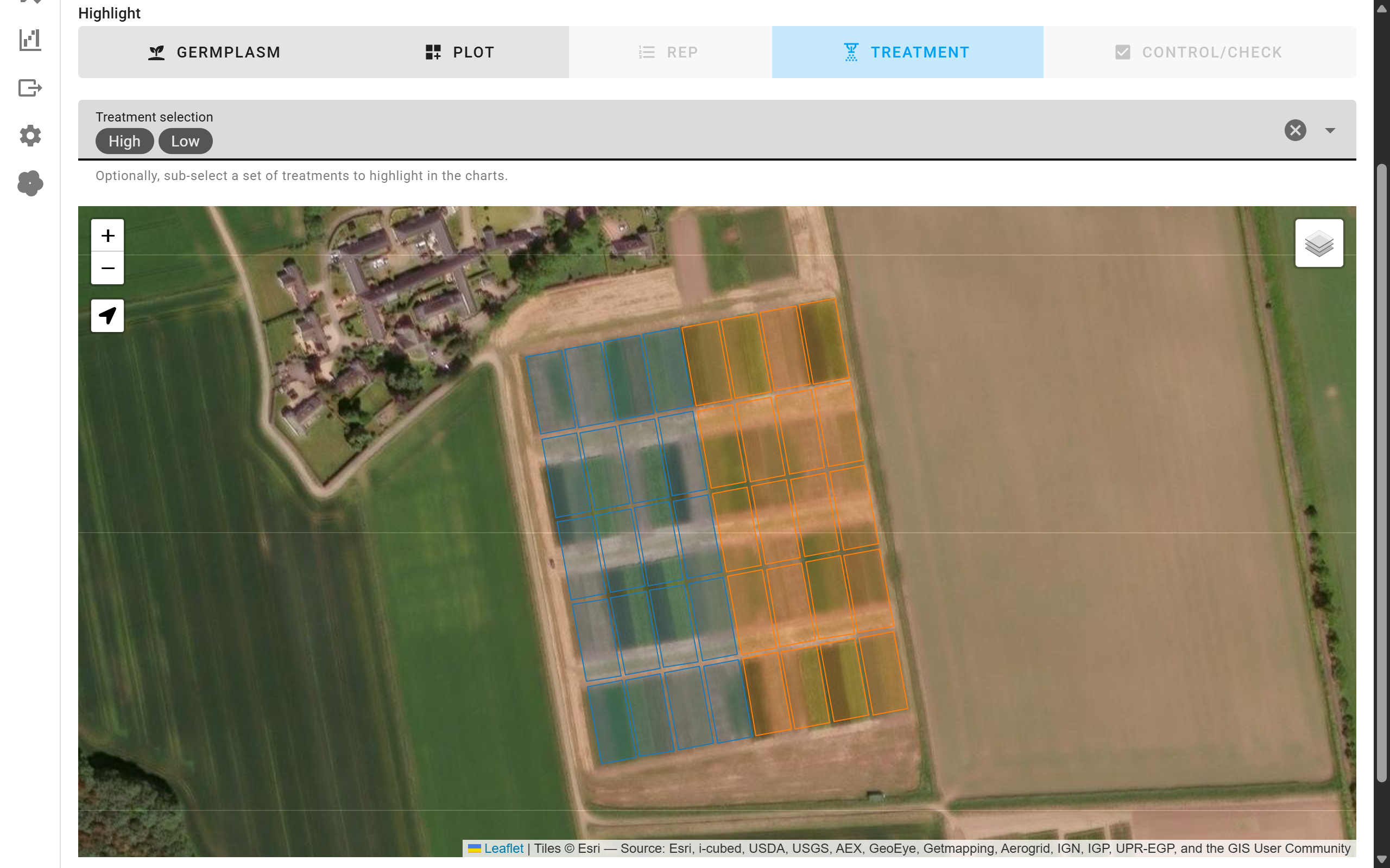 Map data visualization - treatment highlight
